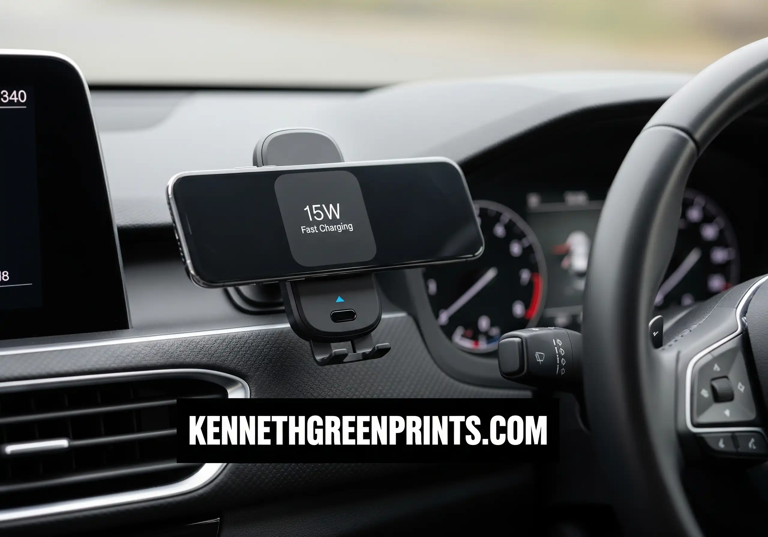 Car Wireless Phone Charger Dashboard Mount 15W Fast Charging