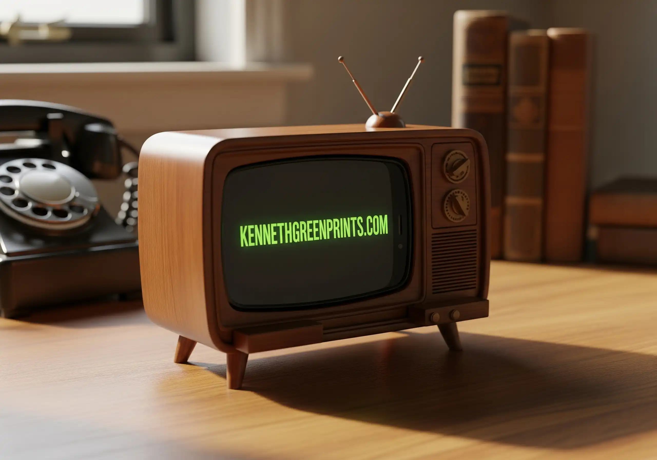 Retro TV Phone Stand Vintage Design Wood Desktop Holder Unique