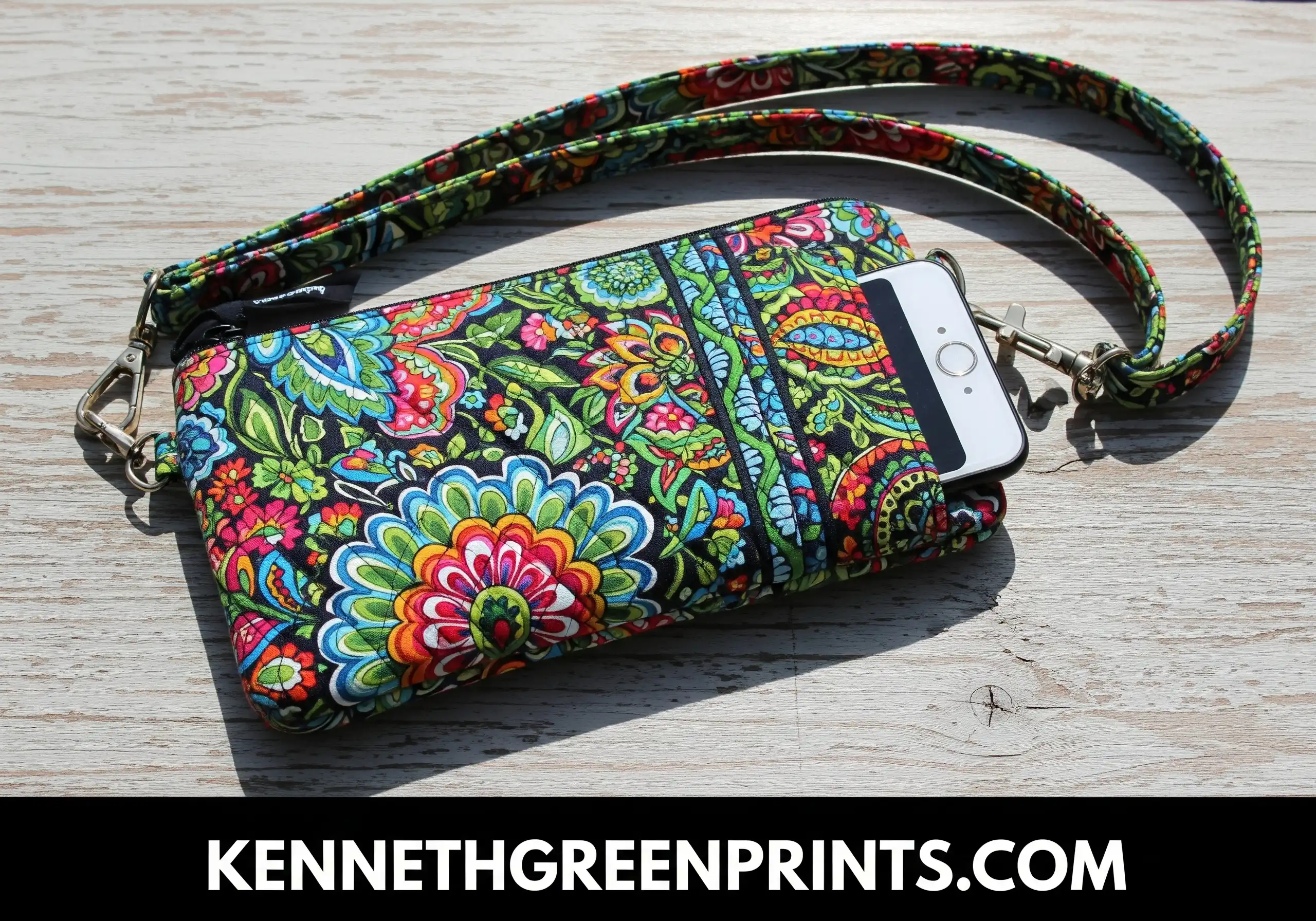Vera Bradley Wristlet with Phone Holder Designer Fabric Crossbody
